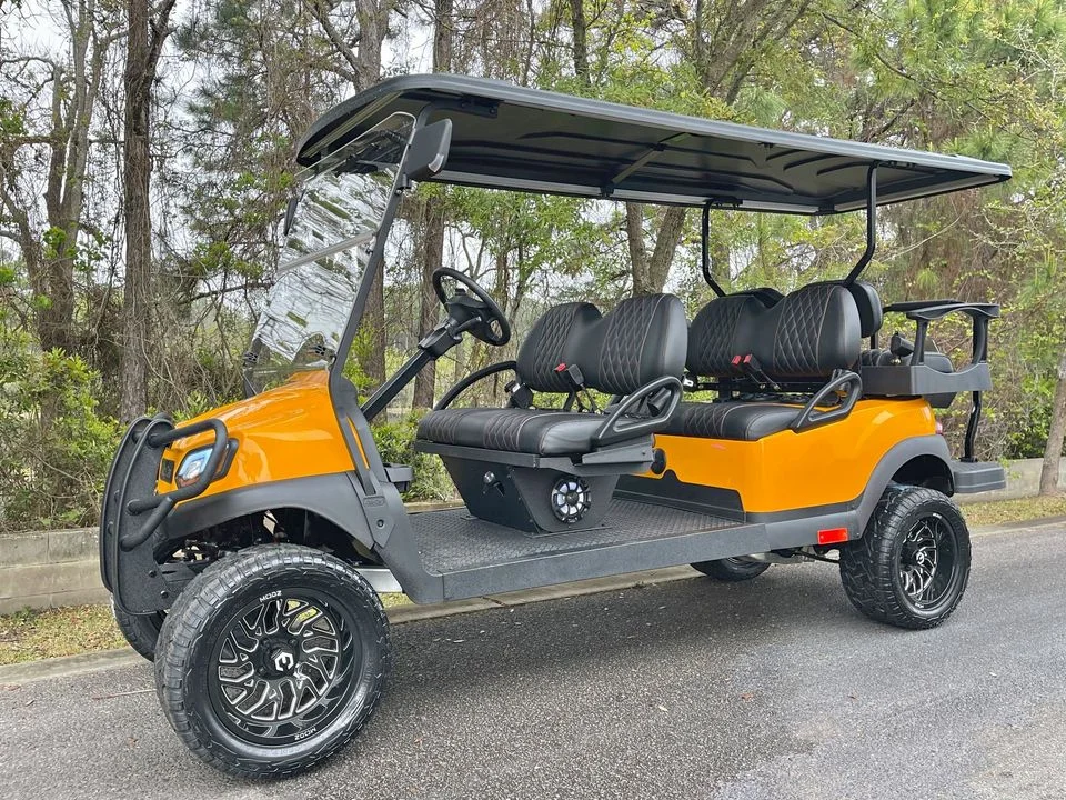 Orange 6 Passenger Gas Club Car with Bluetooth Audio System